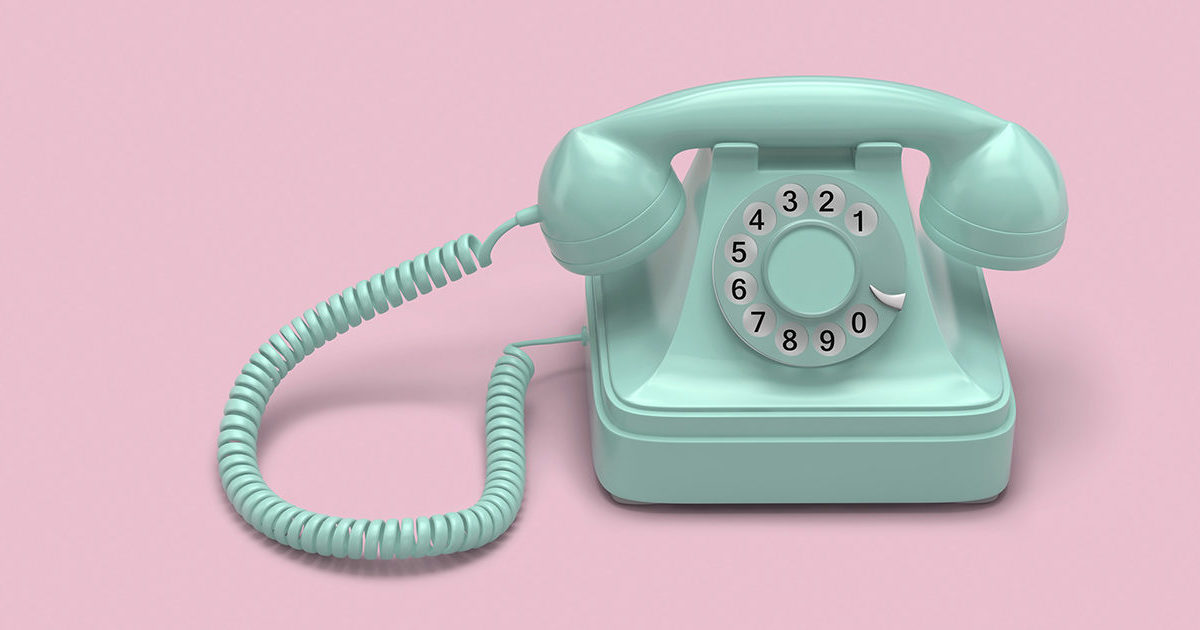 green telephone pink background