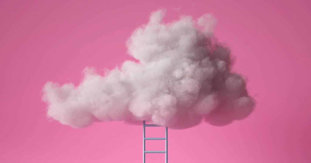 clouds with a ladder underneath