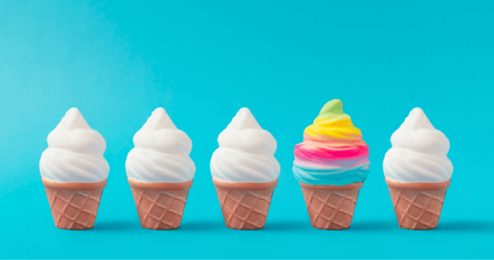five ice cream cones