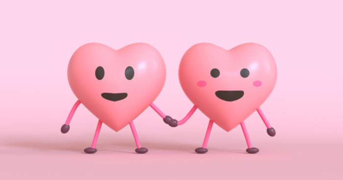two hearts holding hands