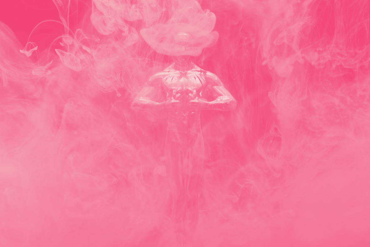 Oscars trophy in pink cloud