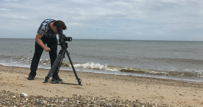 8848 filming service - seen here for a client filming on a beach in the UK