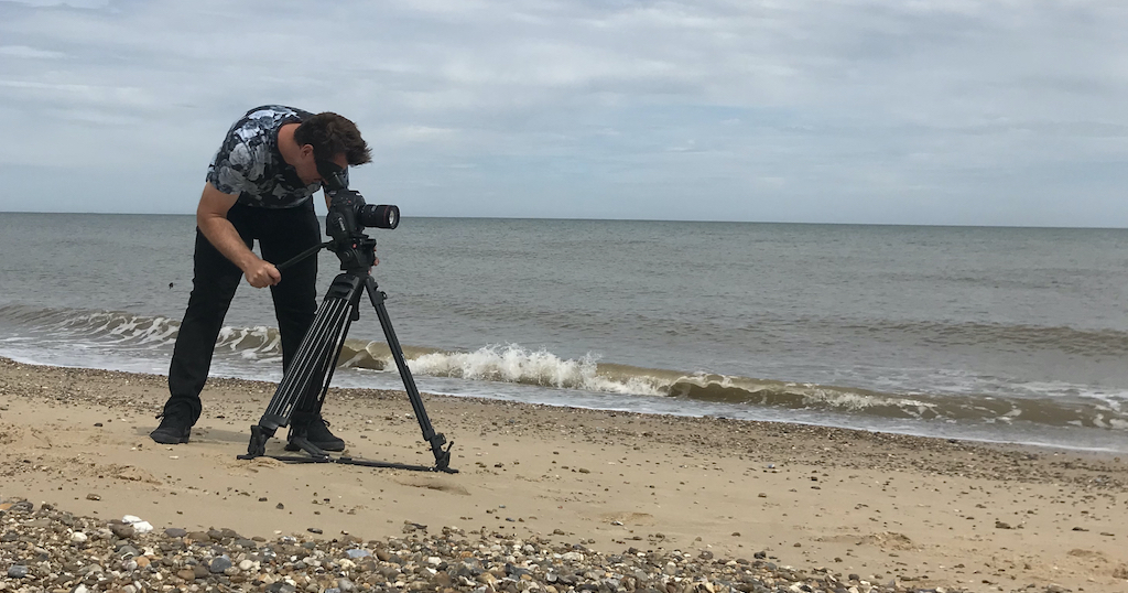 8848 filming service - seen here for a client filming on a beach in the UK