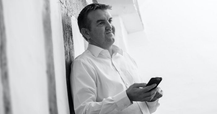 Image shows James Garrison in a business setting. James is one of the Midlands' leading PR specialists.